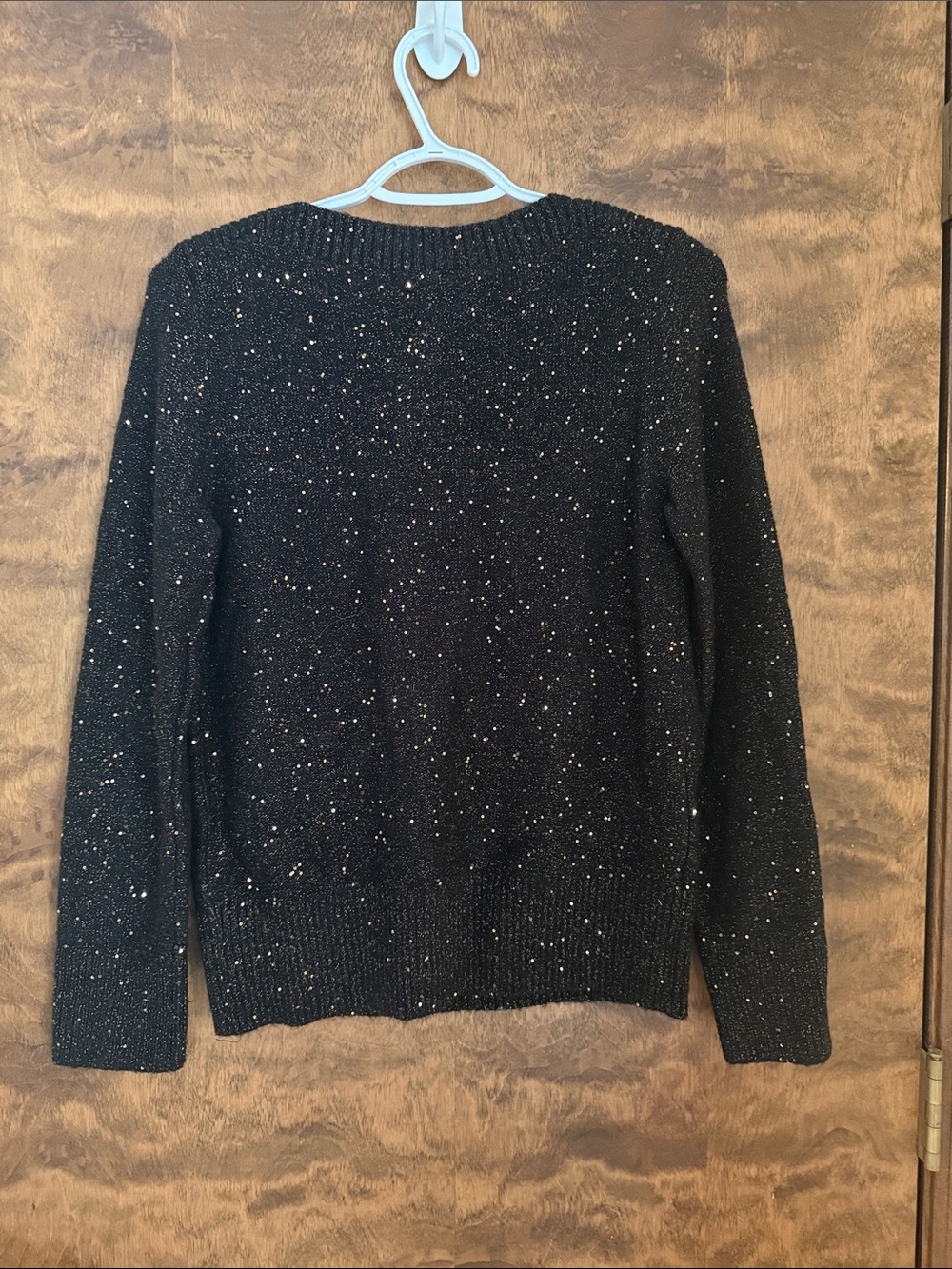 NWOT Loft Black Metallic Sequin Crewneck Sweater - Picture 3 of 4